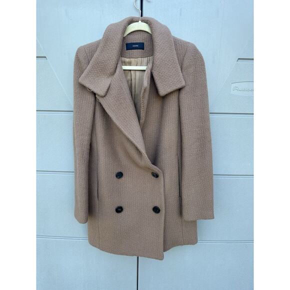 System Funnel Neck Suri Alpaca Wool Long Coat Women's $698 Sz S Camel Designer - Picture 5 of 16